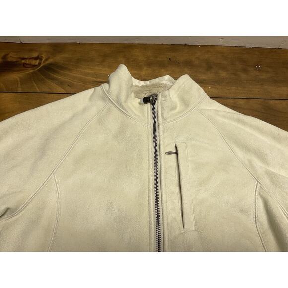 The North Face Apex Jacket Small Beige Faux Leather Full Zip Fleece Logo - Picture 6 of 16